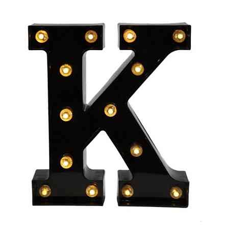 Буква с подсветкой K объемная маленькая 22 на 19 см черный Киев