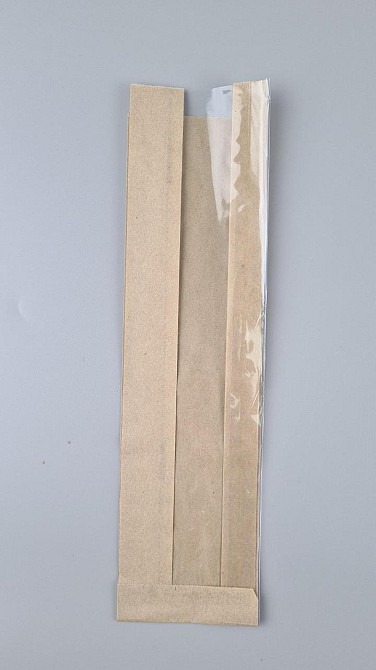 Паперові пакети крафт із прозорим віконцем 90х45х340, 40 г/м2, вікно 60 (100 шт.) Харків - фото 1