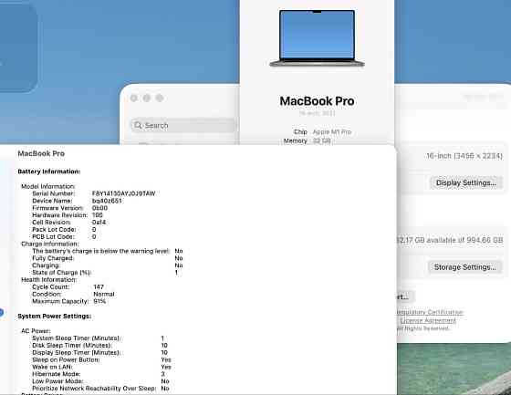 Apple Macbook Pro 16 2021 M1 Pro 32GB RAM 1TB SSD Space Gray IL6691. Харків