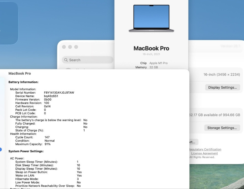Apple Macbook Pro 16 2021 M1 Pro 32GB RAM 1TB SSD Space Gray IL6691. Харків - фото 1