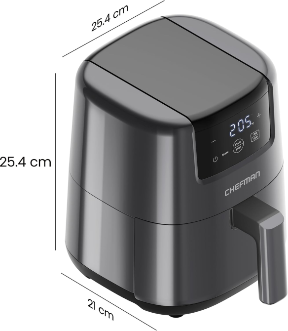 Аерофритюрниця Chefman TurboFry 2 л, 900 Вт, 80–205°C, цифрове сенсорне керування, таймер, нагадування про струшування, сіра Київ - фото 10