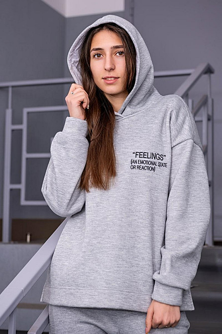 Жіночий спортивний теплий костюм, сірий меланж, тринитка топ Київ - фото 3