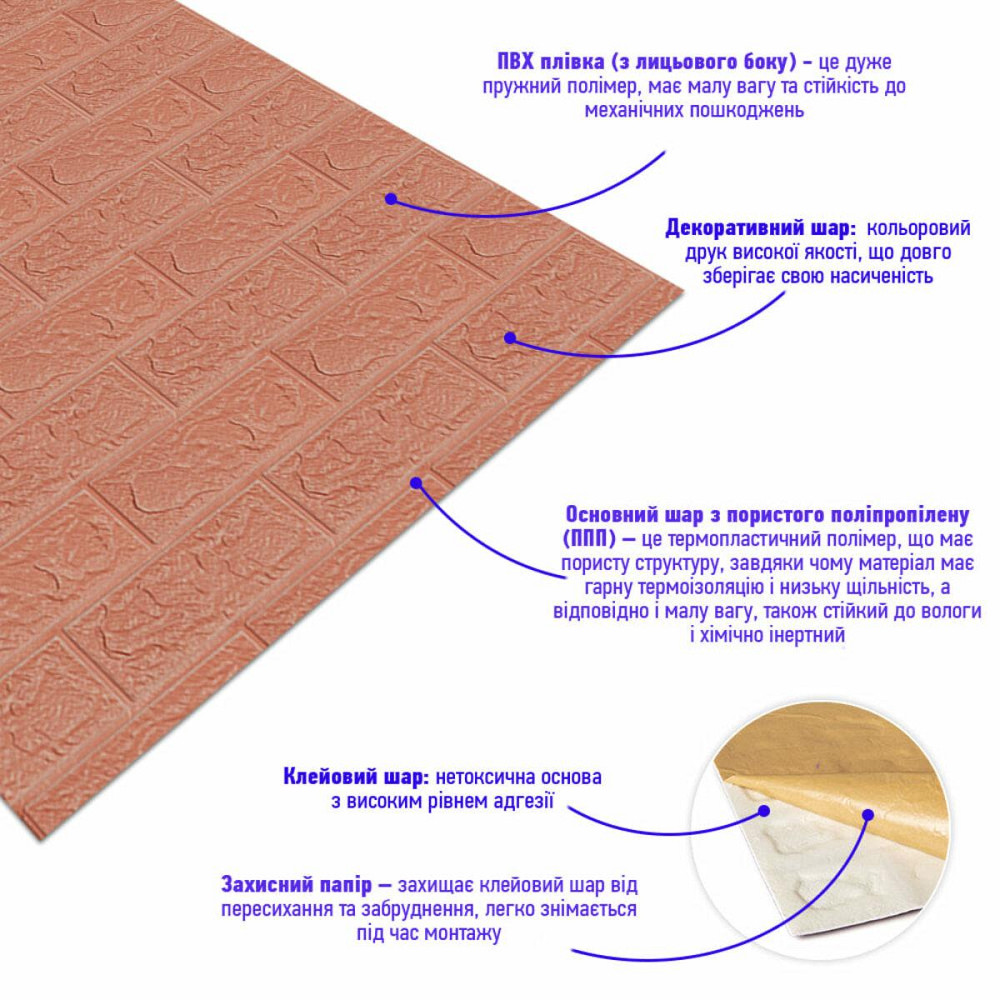 Панель стінова в рулоні 3D 700х19600х3мм Пудра SW-00001919 Київ - фото 3