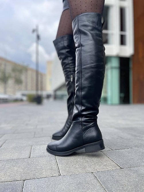 Nivelle Ботфорти зимові жіночі шкіряні чорні на низькому ходу, наповнювач вовна 5388/2510 / Чоб Коломыя - изображение 5