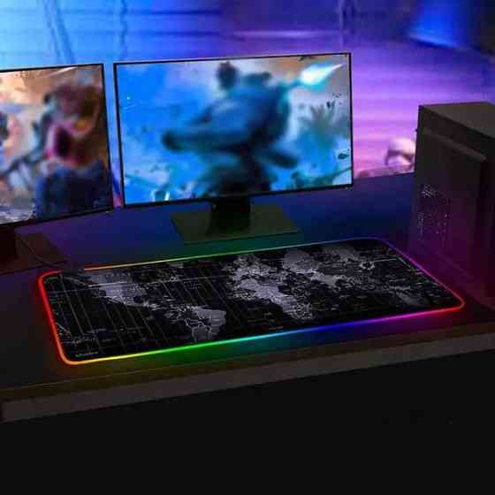 Великий геймерський RGB килимок (ігрова поверхня) з підсвічуванням для миші 800 x 300 x 3 мм Бровари