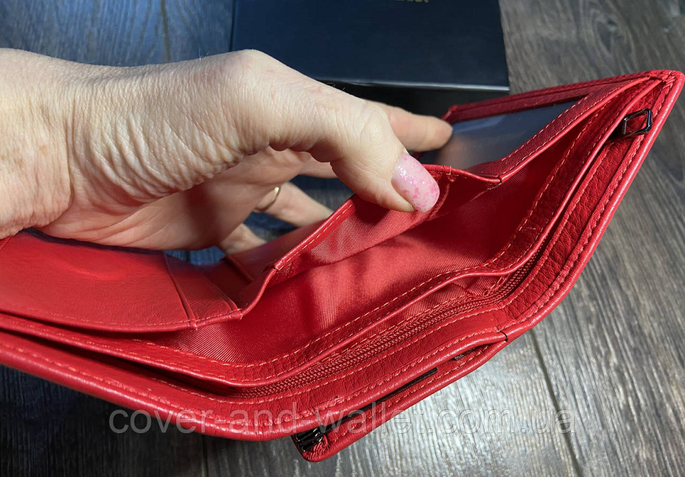 Красный женский компактный кожаный кошелек с монетницей Marco Coverna W 003 Киев - изображение 4