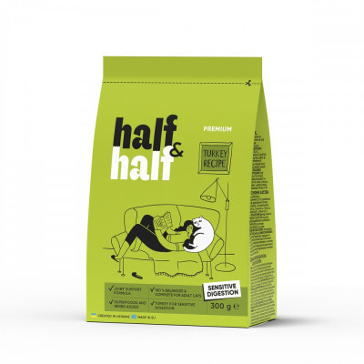 Сухой корм для кошек Half&amp;Half с чувствительным пищеварением с индейкой 300 г (4820261920949) Винница - изображение 1