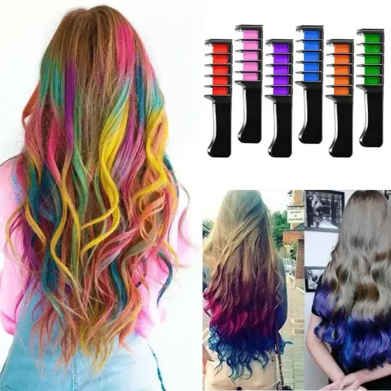 Набор мела для волос 6 шт Hair chalk Разноцветные красители расческа для детей и взрослых Коломия