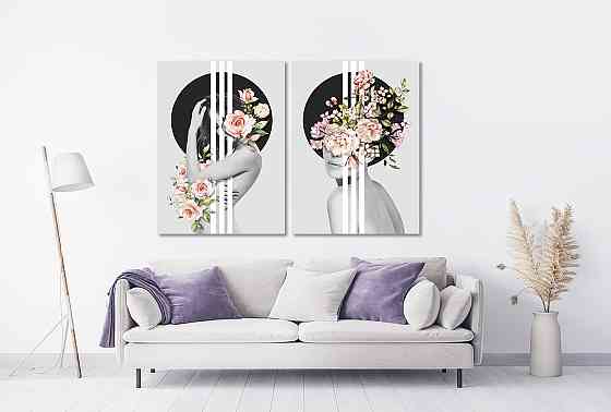 Модульная картина в гостиную / спальню   Дівчина в ніжних  квітах  TLV-2_062 Київ