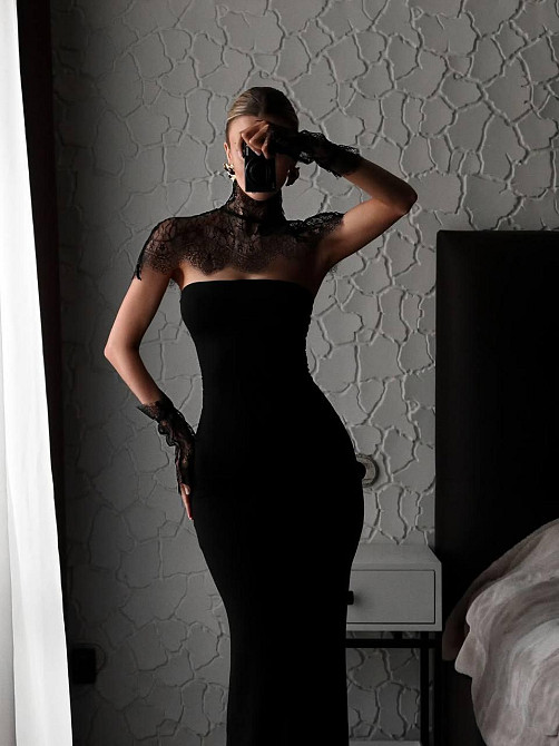 Женское элегантное длинное платье с кружком, вискоза с кружевом 46/48 Одесса - изображение 1