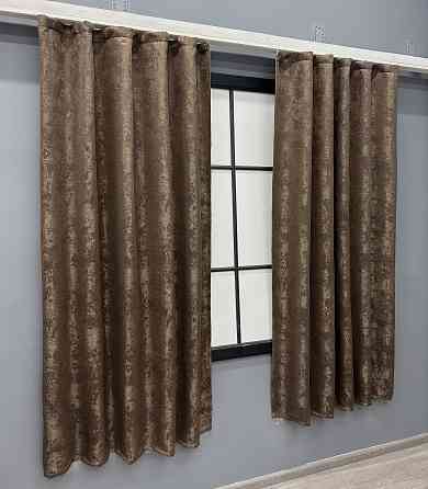 Комплект коротких штор VR-Textil Жаккард Sultan XO № 1557ш Коричневый 130х170 см 2 шт (35-0348) Киев