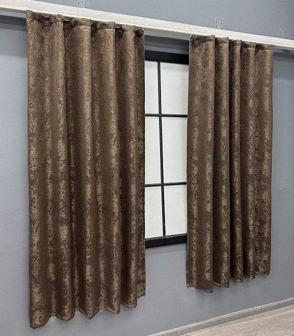 Комплект коротких штор VR-Textil Жаккард Sultan XO № 1557ш Коричневый 130х170 см 2 шт (35-0348) Киев - изображение 3