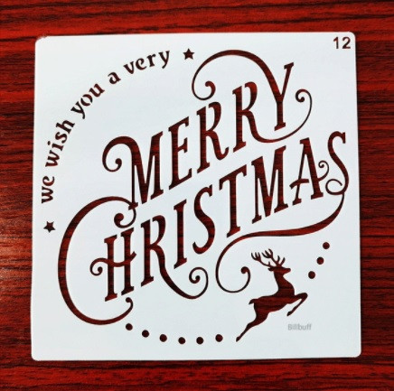 Новый год трафарет С Рождеством 13 на 13 см серый Киев - изображение 1