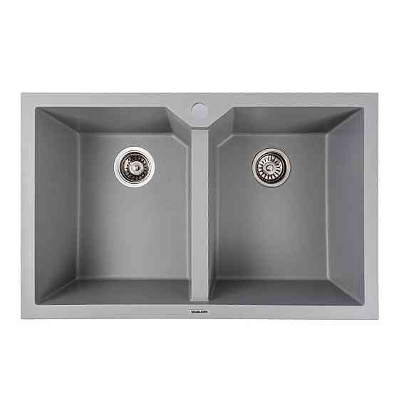 Мийка гранітна сірий металік VALESO 7950 VIATRIX (дві чаші, матова) Коломия