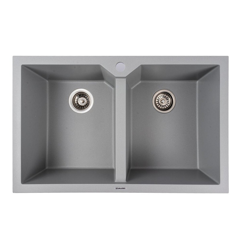 Мийка гранітна сірий металік VALESO 7950 VIATRIX (дві чаші, матова) Коломия - фото 1