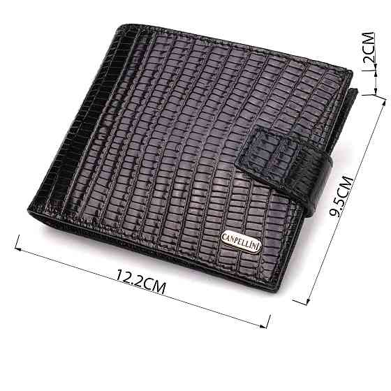 Цікавий чоловічий гаманець із натуральної фактурної шкіри CANPELLINI 21789 Чорний Київ