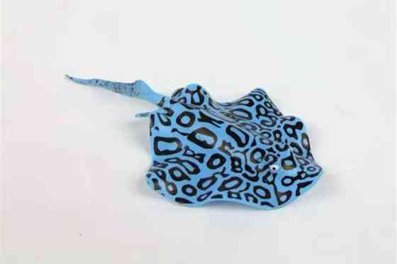 Скат искусственный для аквариума силиконовый люминесцентный светящийся декор в аквариум 16 на 9 см синий Киев