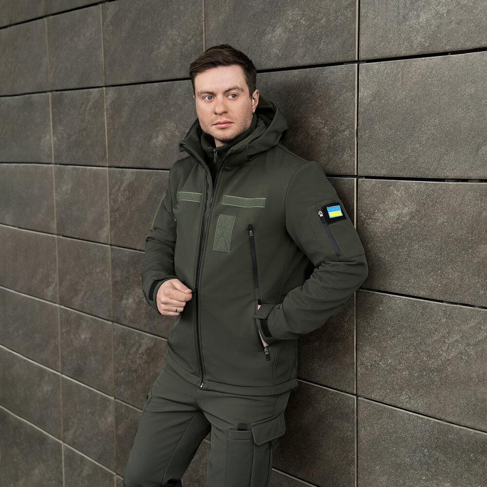 Мужская хаки куртка софтшелл демисезонная Pobedov Motive с липучками Киев - изображение 7