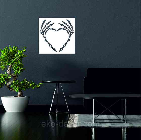 Декоративное настенное 3D Панно «Скелет», Декор на стену с объемом 50*50 см, Белый Киев