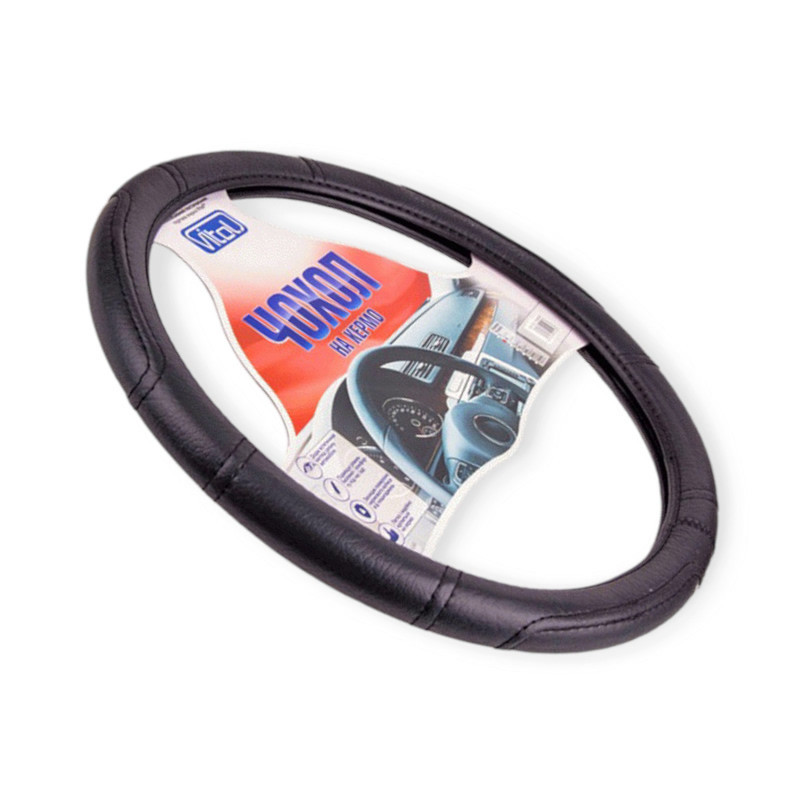 Чохол xххxl шкірозамінник (50 - 52 см) чорний чорна нитка керма Мукачево - фото 1