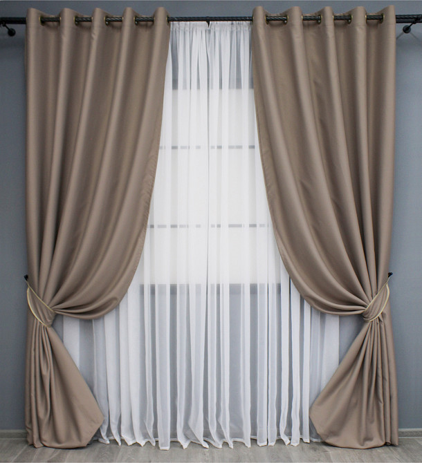 Комплект штор на люверсах VR-Textil Midnight № 1674ш 150х270 см 2 шт Капучино (37-0210) Київ - фото 2