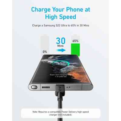 Дата кабель USB-C to USB-C 0.9m 322 Black Anker (A81F5G11) Винница