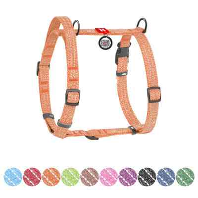 Шлей для собак WAUDOG Н-образная Re-cotton с QR паспортом, светоотражающая S оранжевая (25914) Винница