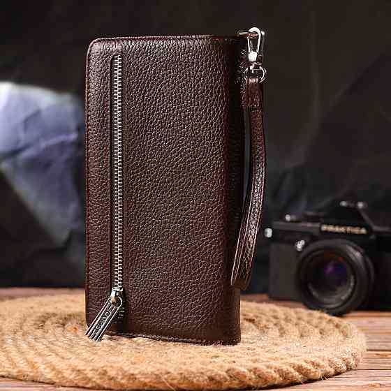 Оригинальное портмоне клатч из натуральной кожи CANPELLINI 21537 Коричневое Киев