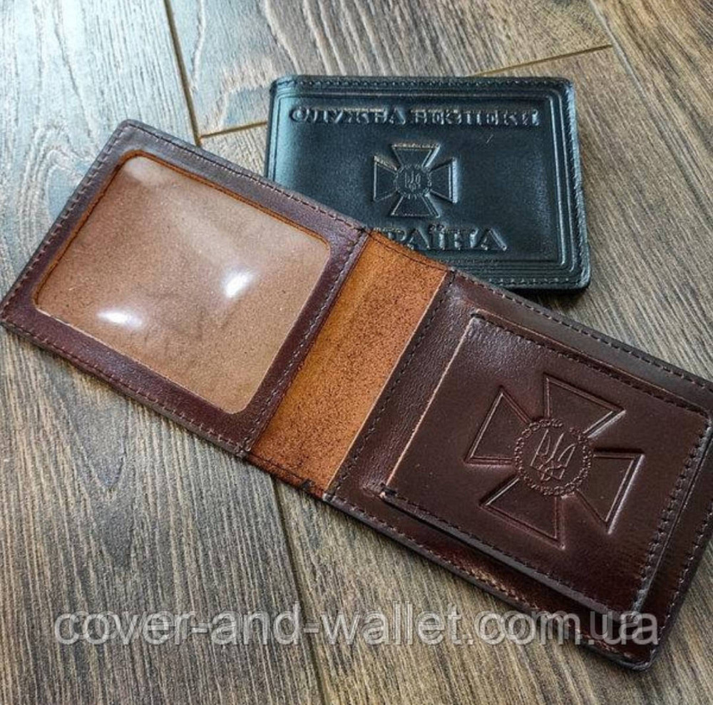 Шкіряна обкладинка СБУ з додатковою кишенею бордового кольору Київ - фото 6