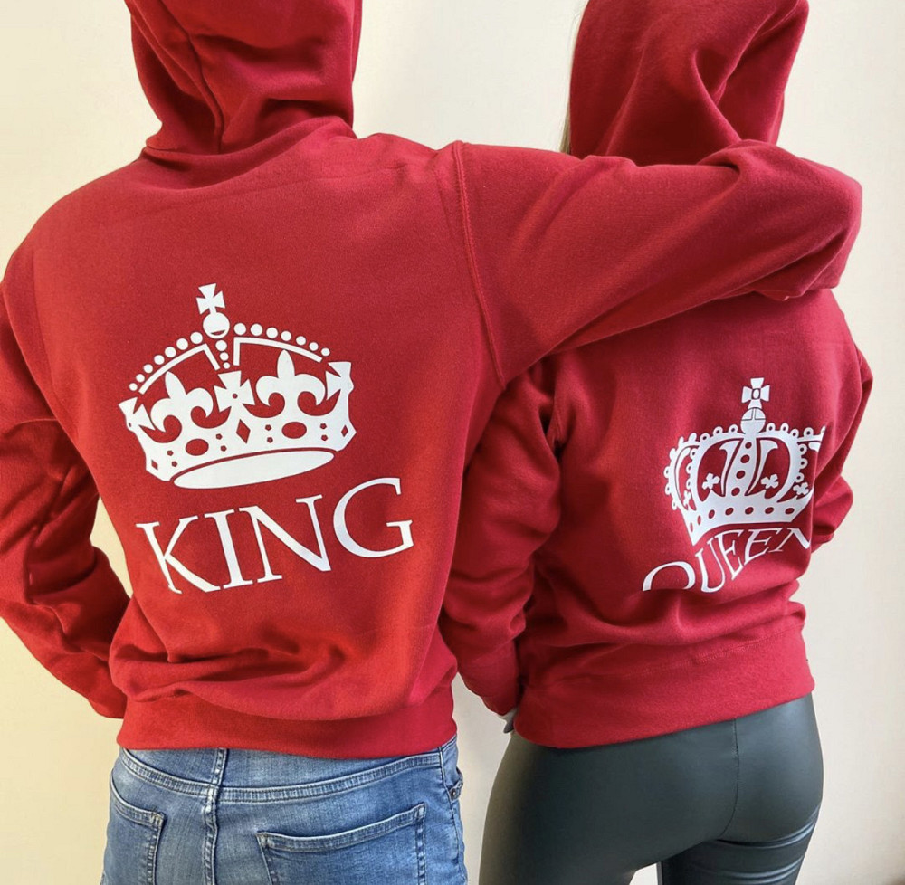 Червоні Парні худі для хлопця та дівчини — KING/QUEEN! Парні толстовки. Парні кофти. Чернівці - фото 1