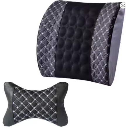 КОМПЛЕКТ!!! Массажная вибро подушка и ПОДГОЛОВНИК в авто, вибро упор для спины в автомобиль БЕЛАЯ прошивка Кременчуг