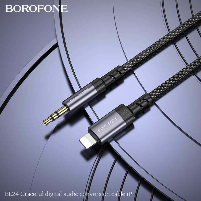 Аудиокабель BOROFONE BL24 iP to 3.5mm male, nylon braid, 1m, Metal Grey Одесса - изображение 9