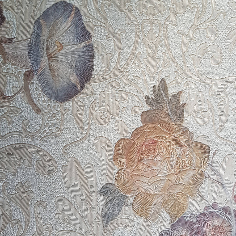 Шпалери метрові вінілові на флізелін Yuanlong Samsara квіти троянди, півонії рожевий блакитний бузок на Київ - фото 4