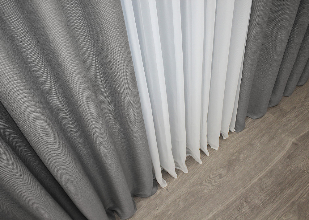 Шторная ткань лен-блэкаут высота 2,8м цвет серый 1797ш Киев - изображение 6