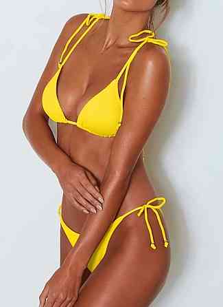 Раздельный купальник шторками на завязках женский S желтый Киев