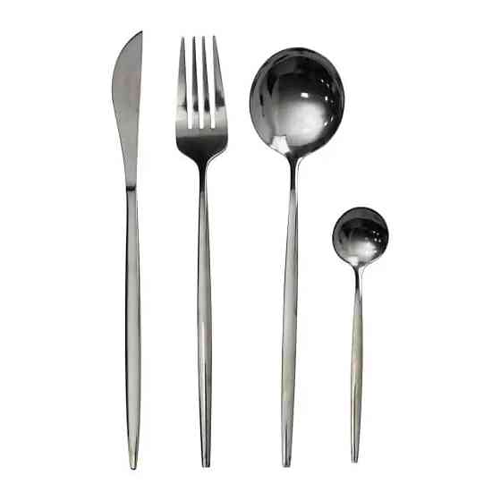Набір столових приборів 24 предмети набір ложок виделок і ножів на 6 персон Чорний HP-20-45 Коломия