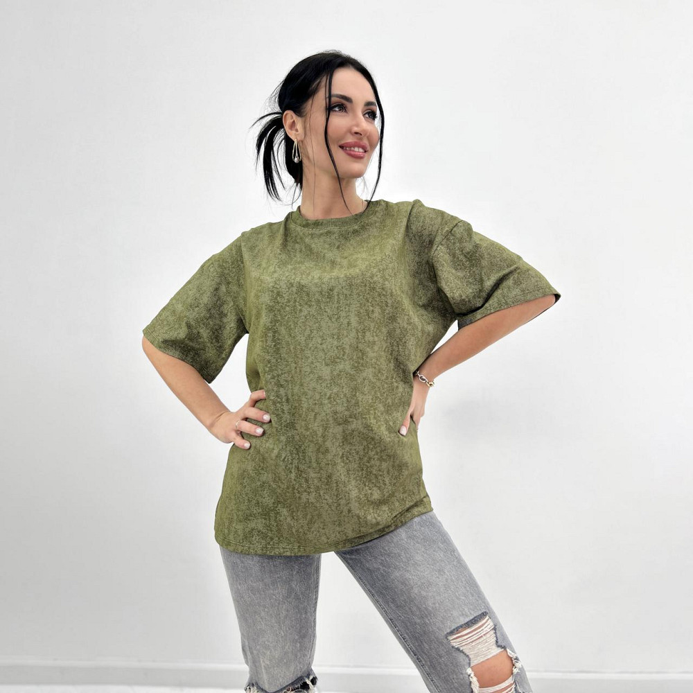 Базова футболка тай-дай "Simple" (Турція) оптом | Норма і батал Хакі, 50-52 Київ - фото 1