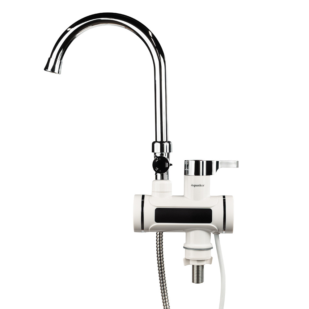 AQUATICA Кран-водонагреватель проточный s92 3.3кВт для ванны излив ухо на гайке с дисплеем и те Коломия - фото 1