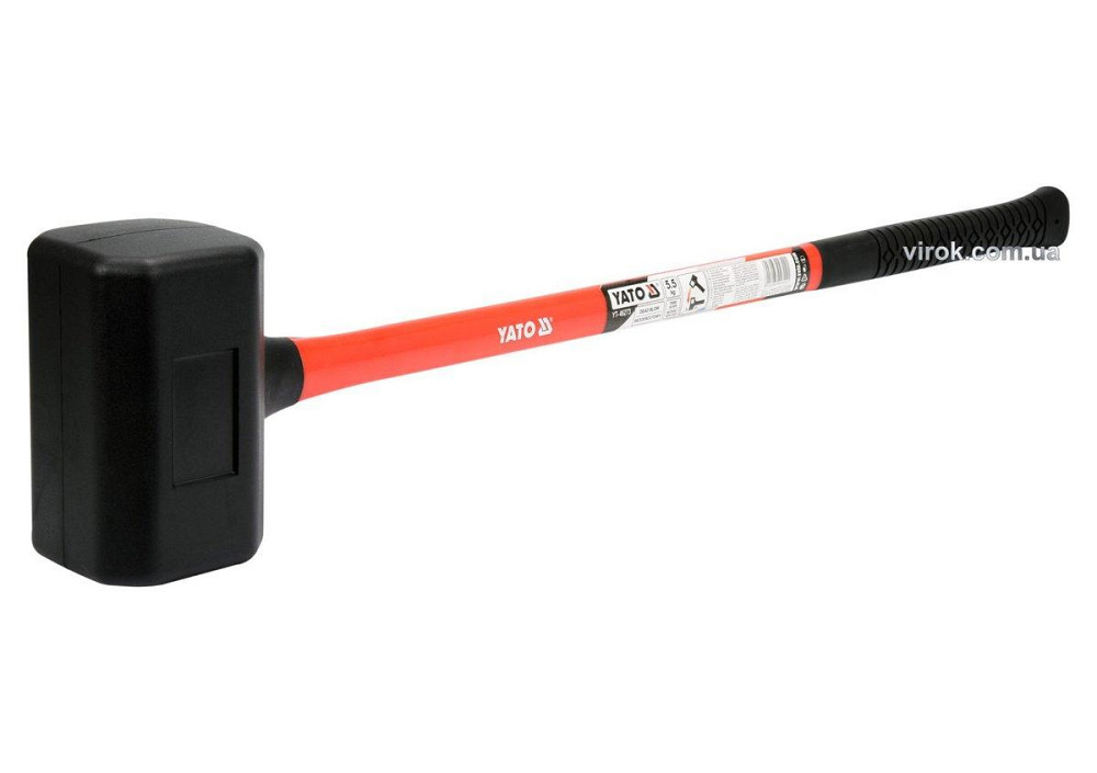 Молоток безінерційний YATO: з гумовим обухом 180х110х110 мм, m=5.5кг скловолоконна ручка l=800мм [2] Одеса - фото 1