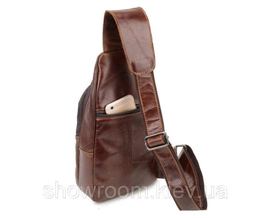 Чоловічі сумки на груди (слінг) Leather Collection (371) black Київ - фото 4