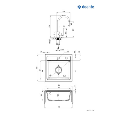 Мойка кухонная Deante Zorba ZQZ_7103 + зміш. BEN_762M (ZQZA7103) Винница - изображение 4