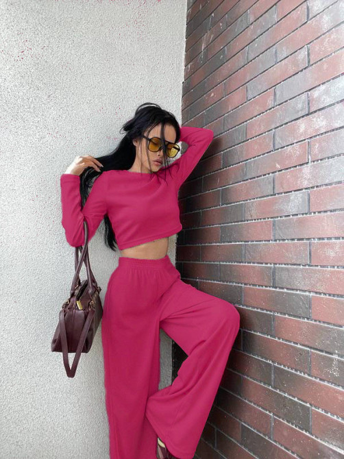 Жіночий костюм штани з лонгслівом Малиновий 46/48 Харків - фото 1