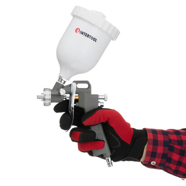 Краскопульт пневматичний HP INTERTOOL PT-0204: 190 л/хв, діаметр форсунки 1.5мм, 600 мл бачок Київ - фото 11