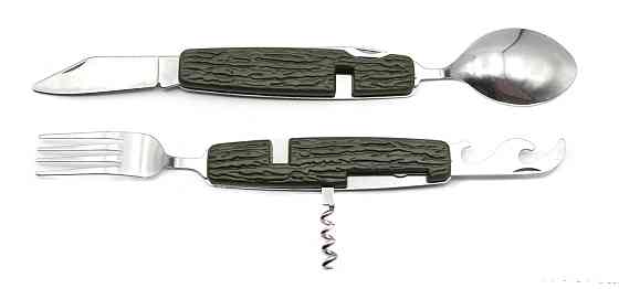 Туристический столовый прибор зелёный 6 в 1 большой Днепр