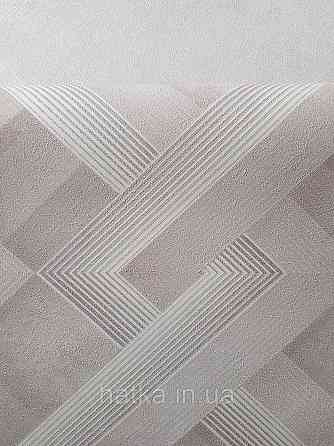 Обои виниловые на флизелине метровые Sintra Edelina геометрия фигуры ромбы полосы 3д бежевые белые  серебро Киев