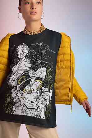 Футболка для мальчика аниме Емпорио Алнино Джоджо С оверсайз (рост от 165 до 180 ) Черний AnimeJ1079m Днепр