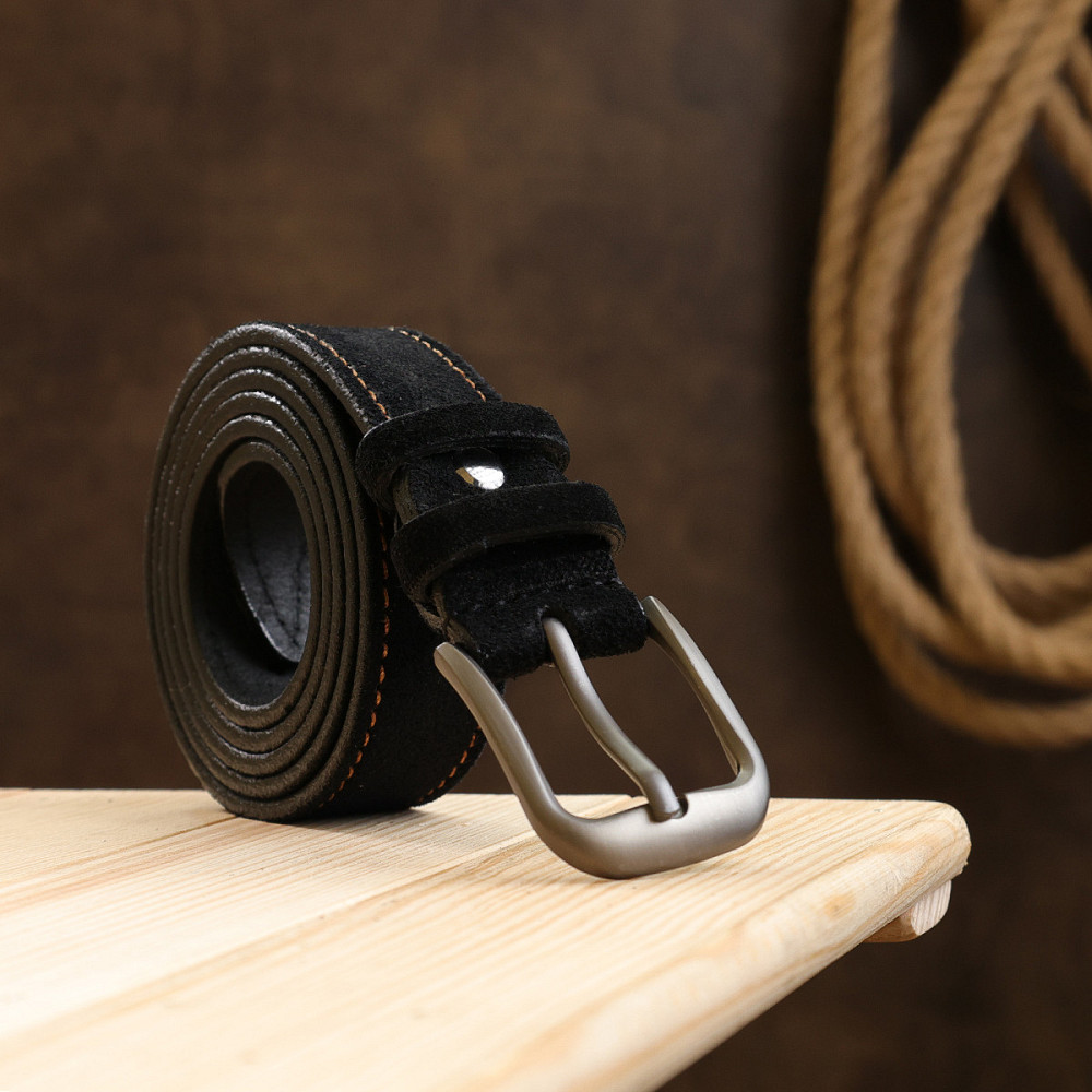 Замшевий ремінь унісекс Vintage 20781 Чорний Київ - фото 8