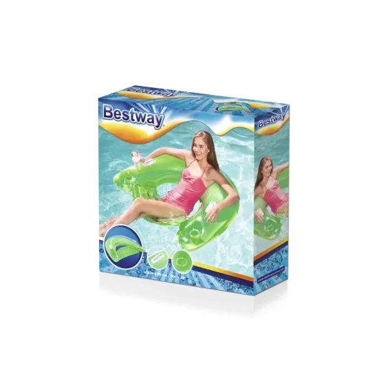 Кресло надувное с ручками и держателями для напитков Bestway 43118 голубое, 152 x 99 см Киев