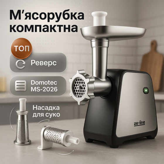 Мясорубка Domotec MS-2026 4500Вт с функцией реверса и соковыжималкой ZI-68 Львов