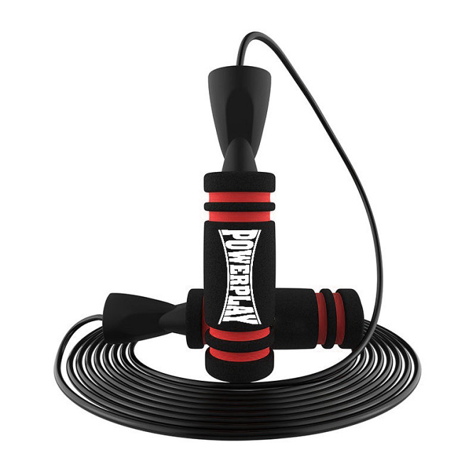 Скакалка швидкісна PowerPlay 4213 Jump Rope Чорно/Червона 3м. Каменское - изображение 1